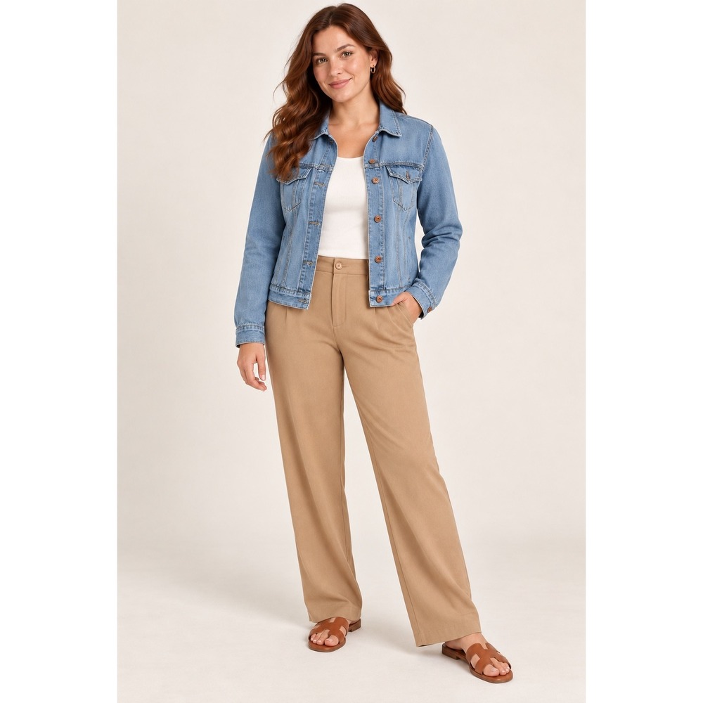 Thread & Supply Tencel Denim Jacket Light Wash Blue Minimalist Boho Large J4837